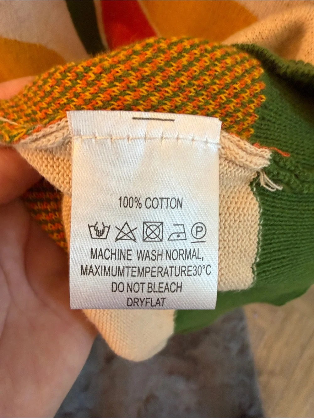 OXKNIT Retro Stripe Collared Knit Polo in Cream & Green - Picture 4 of 6